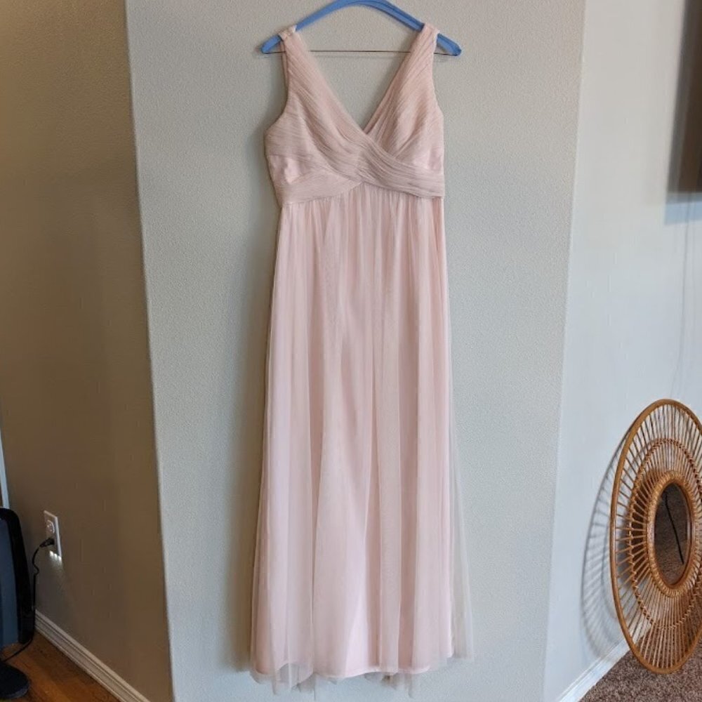 Anthro BHLDN Hitherto Blush Pink Tulle Dress Bridesmaid Wedding Women's sz 6